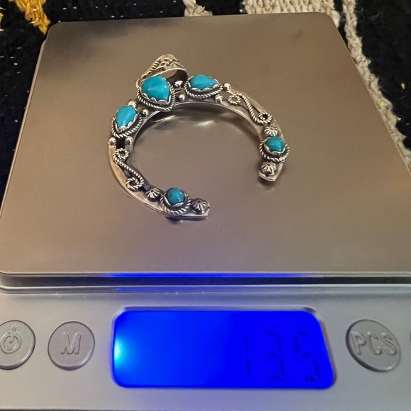 ❤️ Kingman Turquoise NAJA Sterling Navajo Decorative Pendant 13.5Gm / 2.31”L - Picture 11 of 13